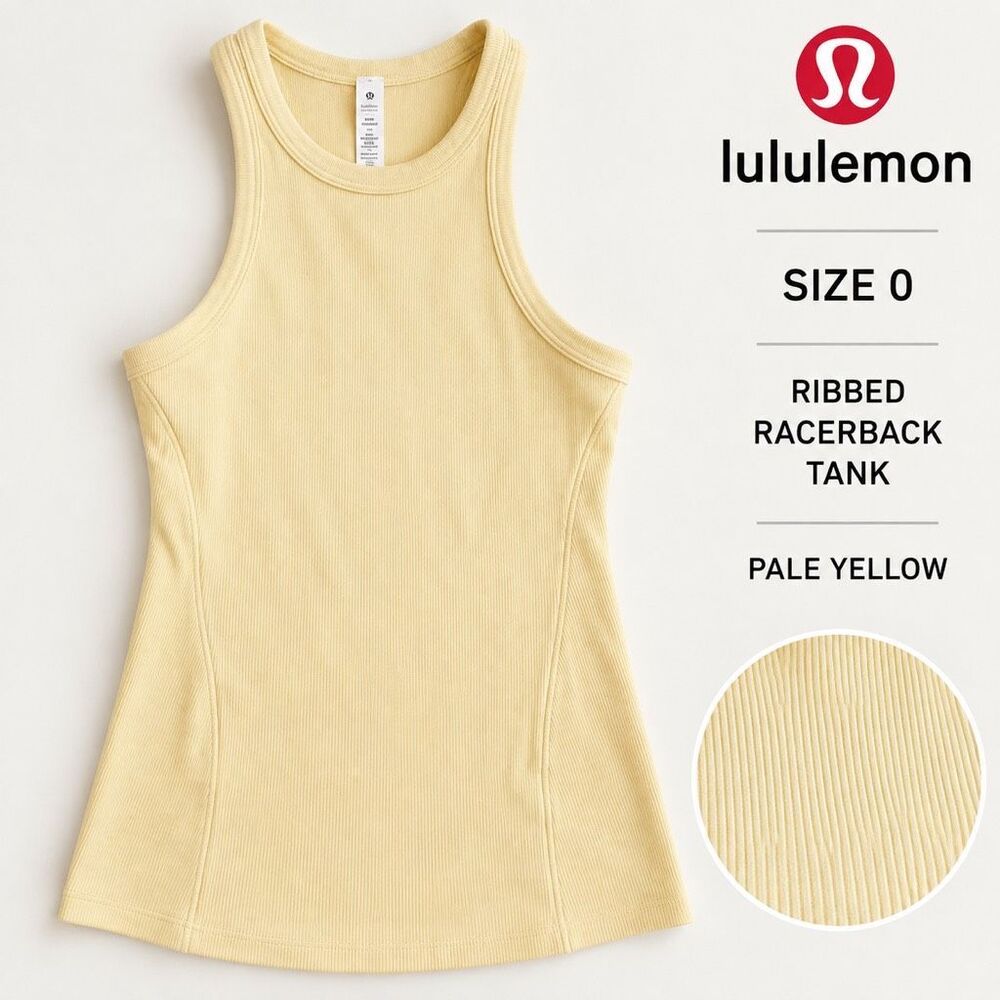 Lululemon Ribbed Racerback Tank Top Pale Yellow Size 0